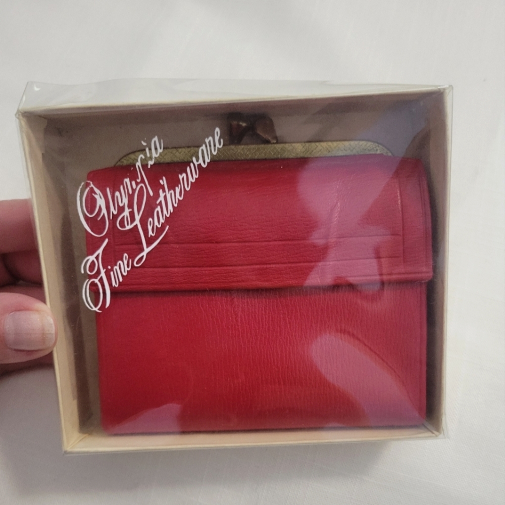 New Old Stock Vintage Olympia  Red Leather Wallet